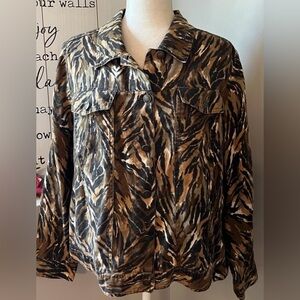 Carole Little Animal Print Jean Jacket